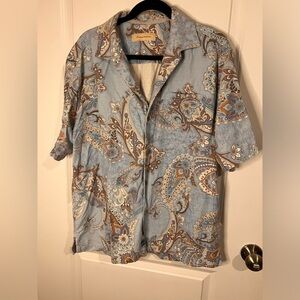 Tommy Bahama Silk Shirt Men’s Large Button Up Short Sleeve Polo